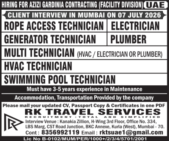 Urgent Hiring for UAE