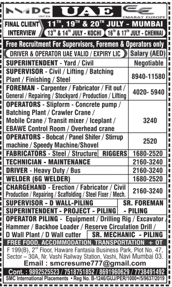 Urgent Hiring for UAE