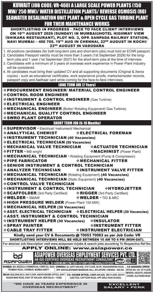 Urgent Hiring Kuwait