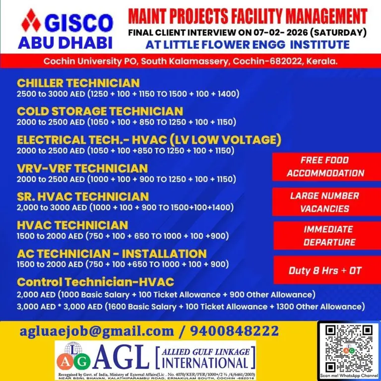 Urgent Requirement For Abu Dhabi