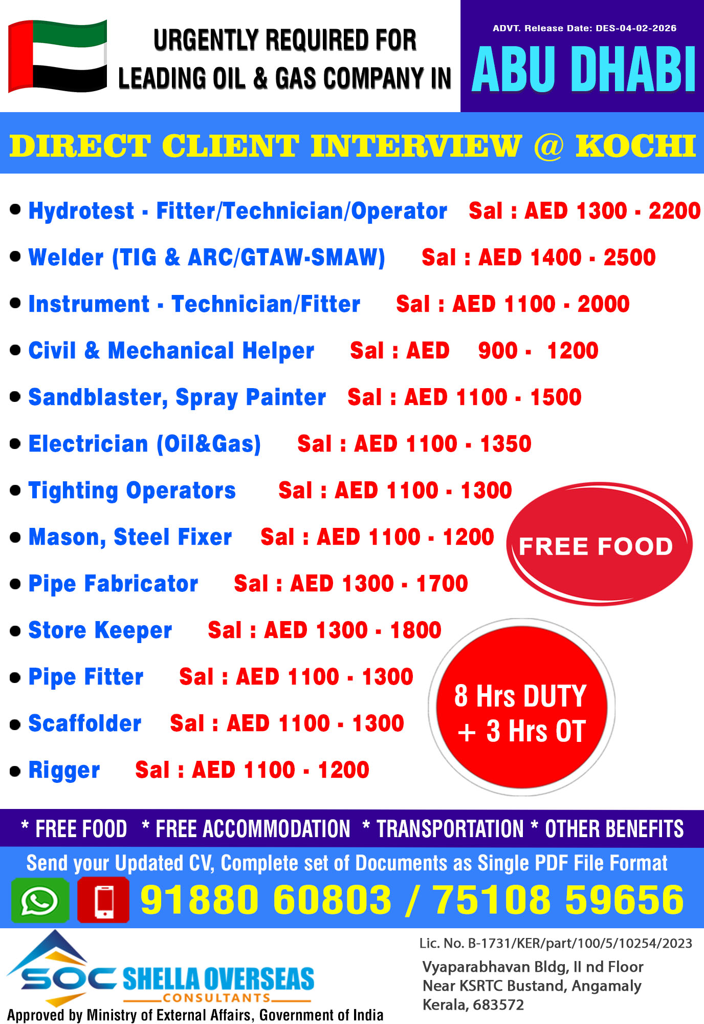 Urgent Requirement For Abu Dhabi