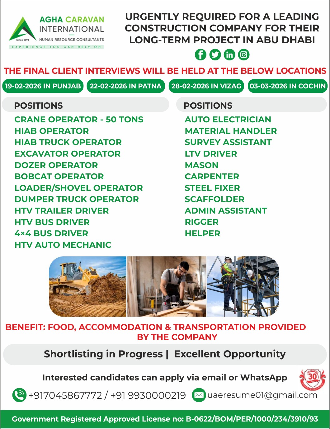 Urgent Requirement For Abu Dhabi