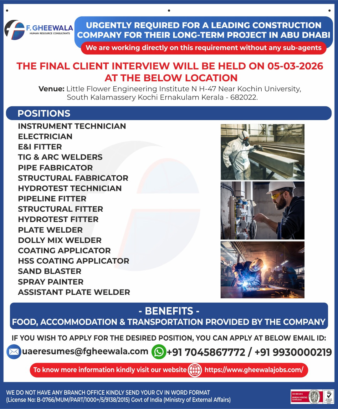Urgent Requirement For Abu Dhabi