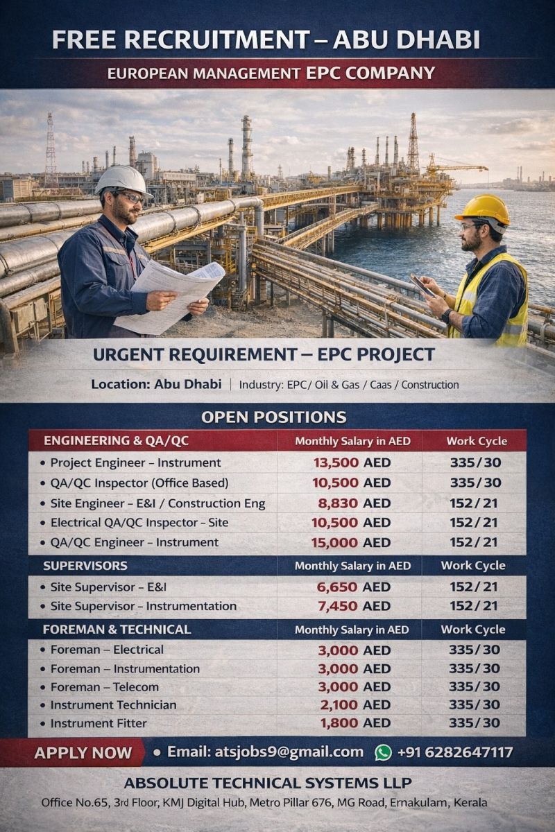 Urgent Requirement for Abu Dhabi