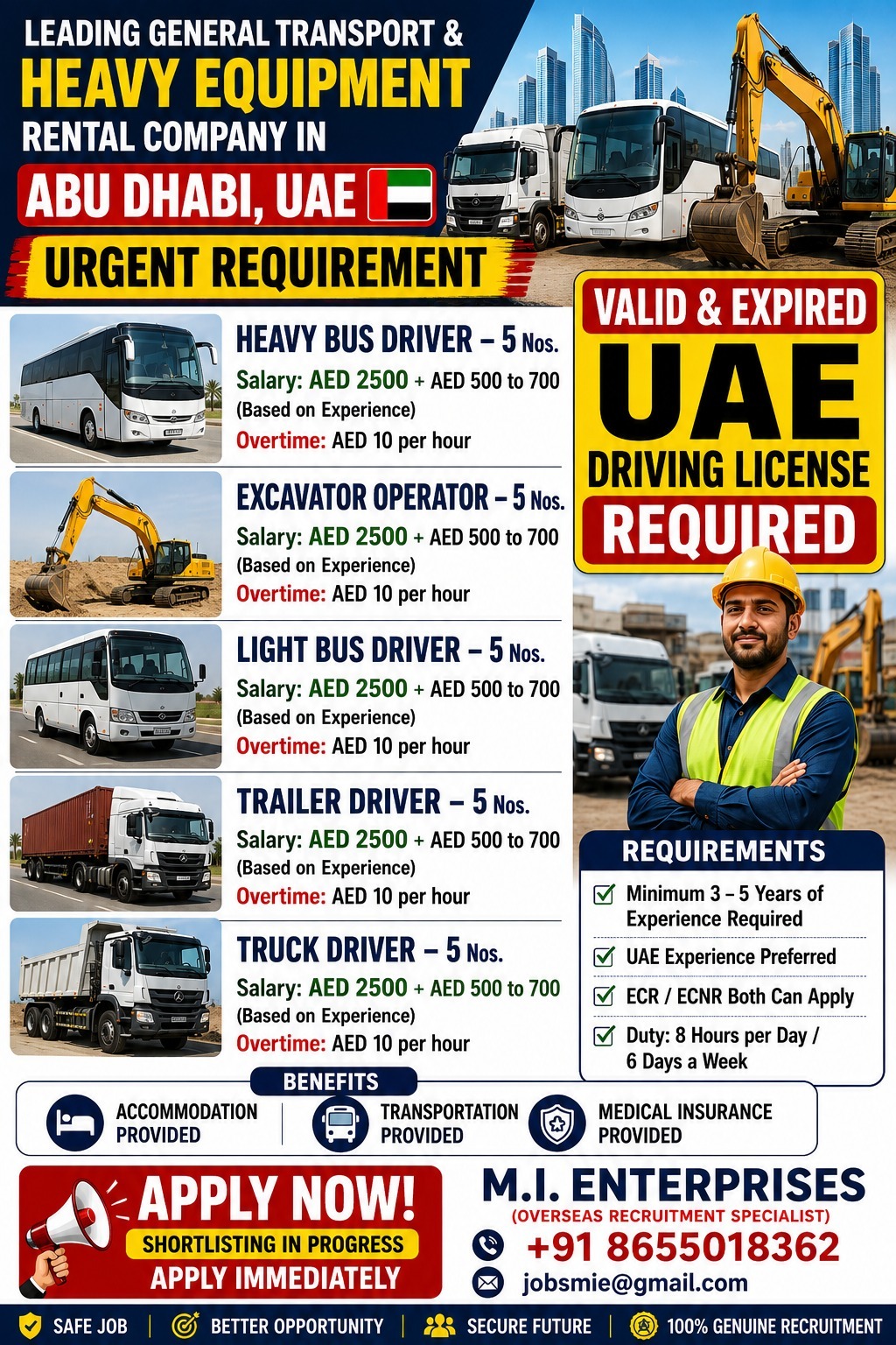 Urgent Requirement For Abu Dhabi