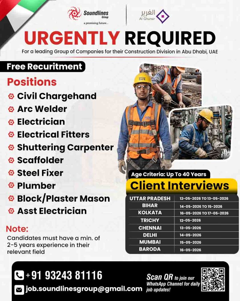 Urgent Requirement For Abu Dhabi