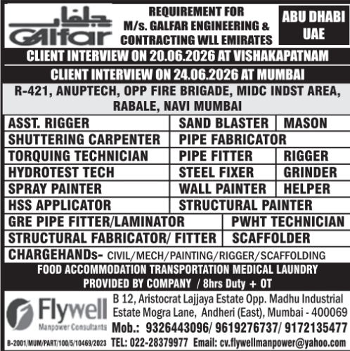 Urgent Requirement For Abu Dhabi