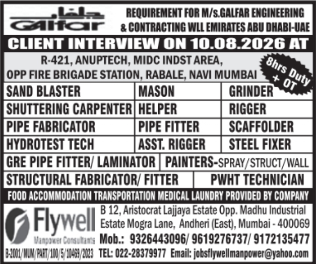 Urgent Requirement for Abu Dhabi