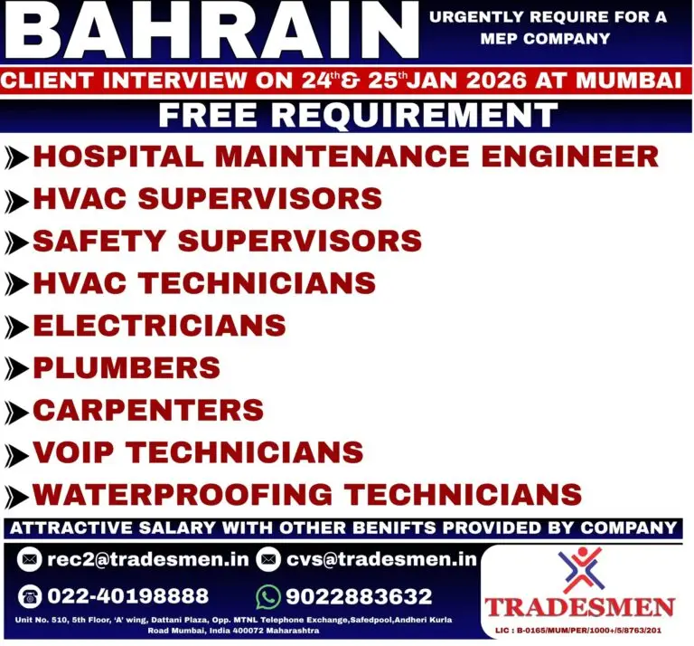 Urgent Requirement For Bahrain