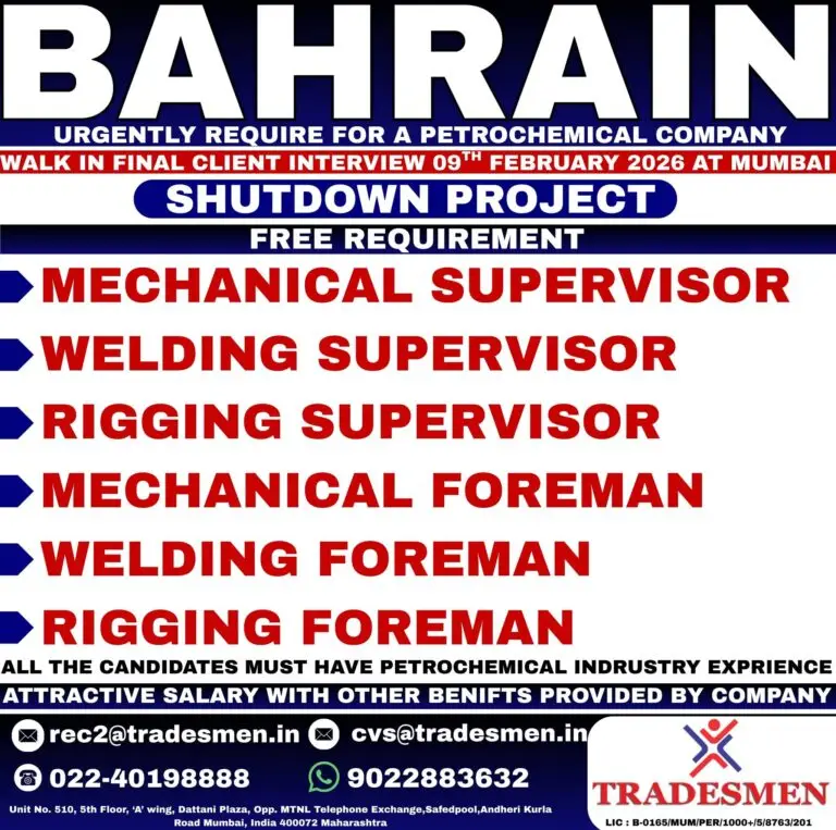 Urgent Requirement For Bahrain