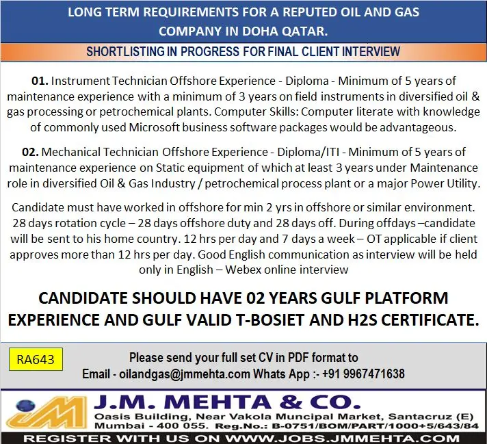 Urgent Requirement For Doha