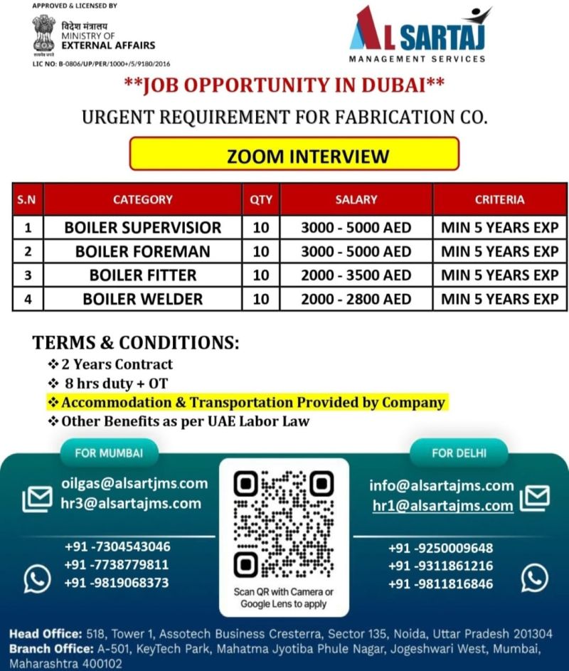 Urgent Requirement For Dubai