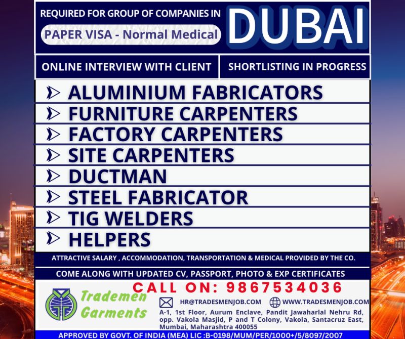 Urgent Requirement For Dubai