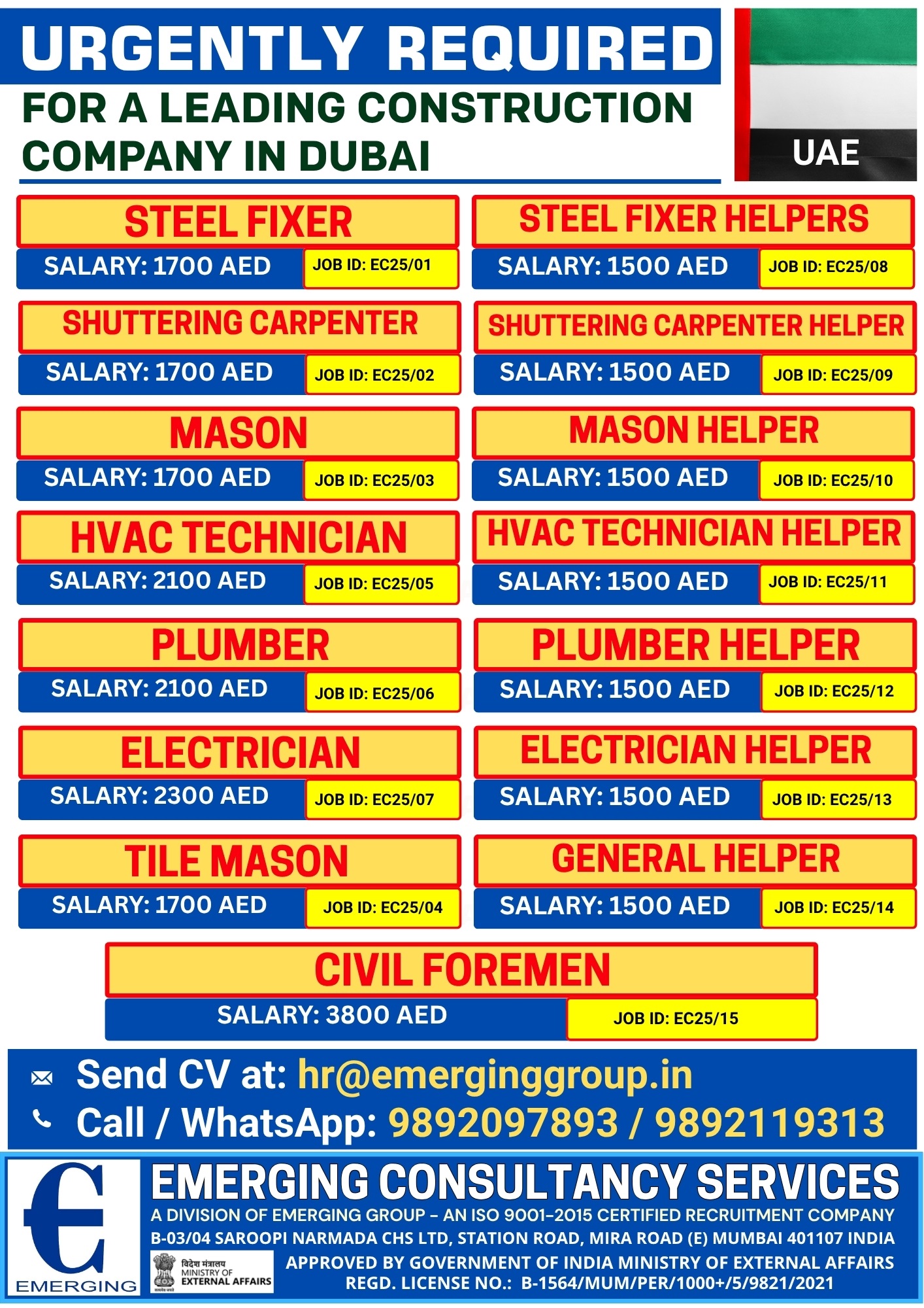 Urgent Requirement For Dubai