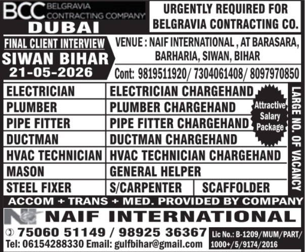Urgent Requirement For Dubai