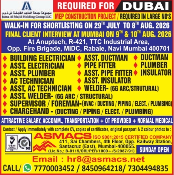 Urgent Requirement For Dubai