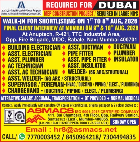 Urgent Requirement for Dubai