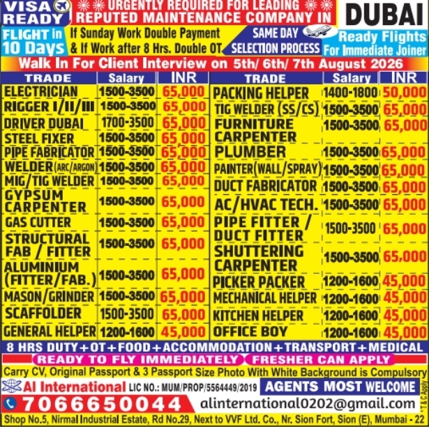 Urgent Requirement for Dubai