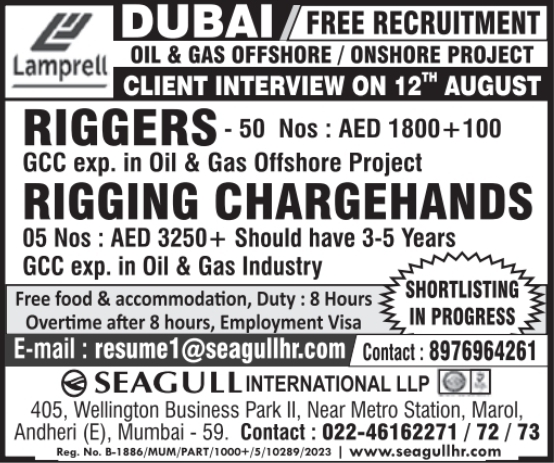 Urgent Requirement for Dubai