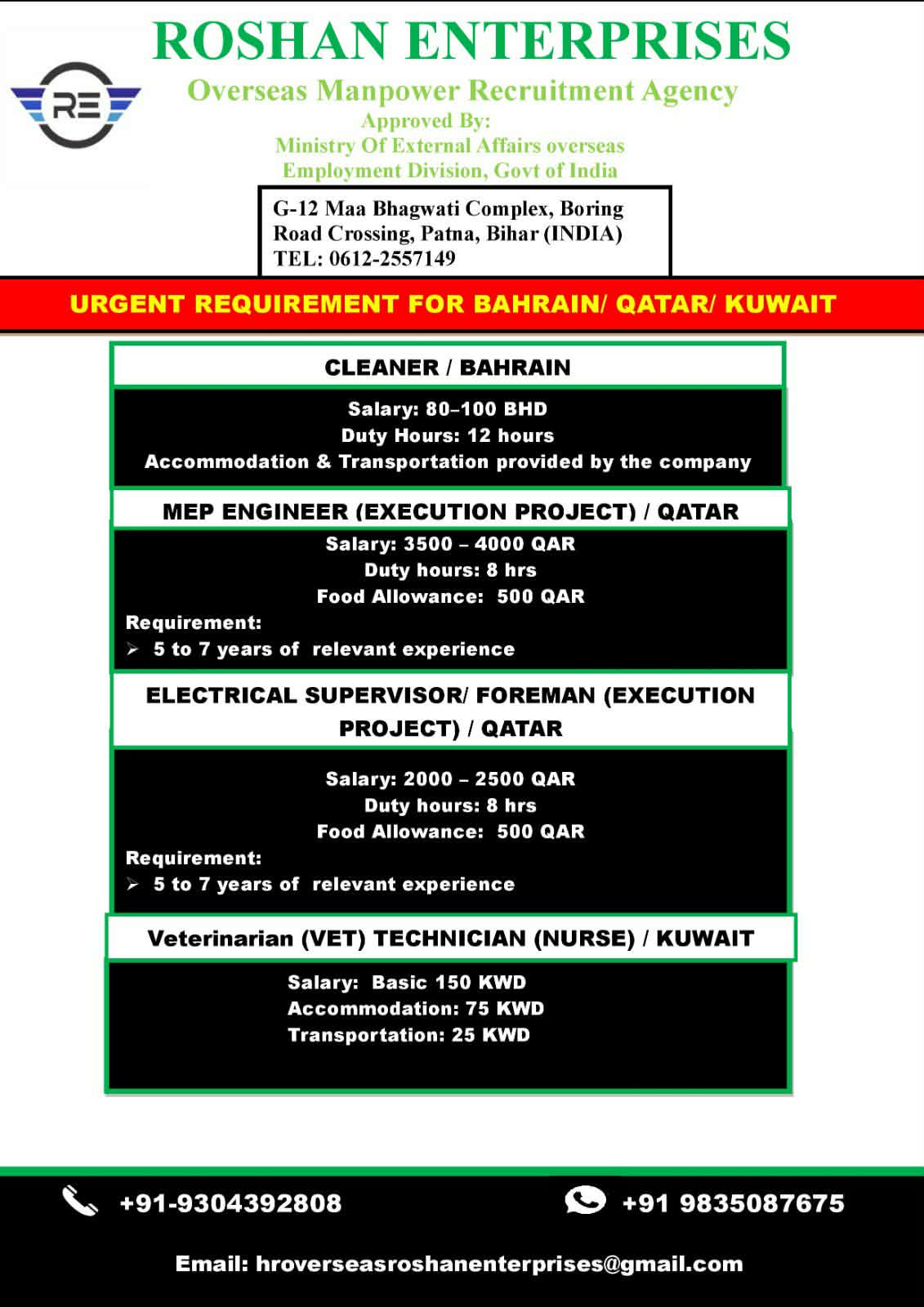 Urgent Requirement For Gulf
