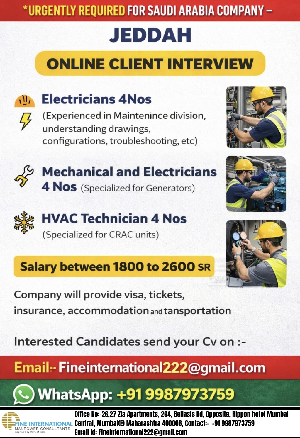 Urgent Requirement For Jeddah