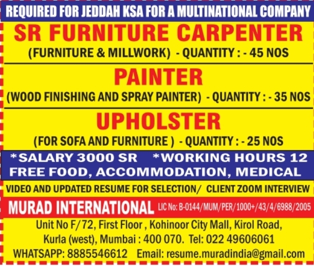 Urgent Requirement for Jeddah