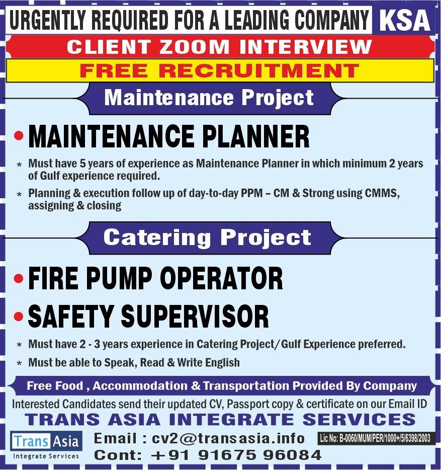 Urgent Requirement For KSA