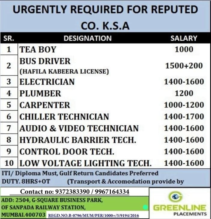 Urgent Requirement For KSA