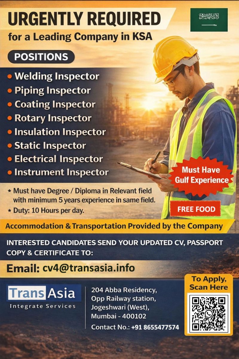 Urgent Requirement For KSA