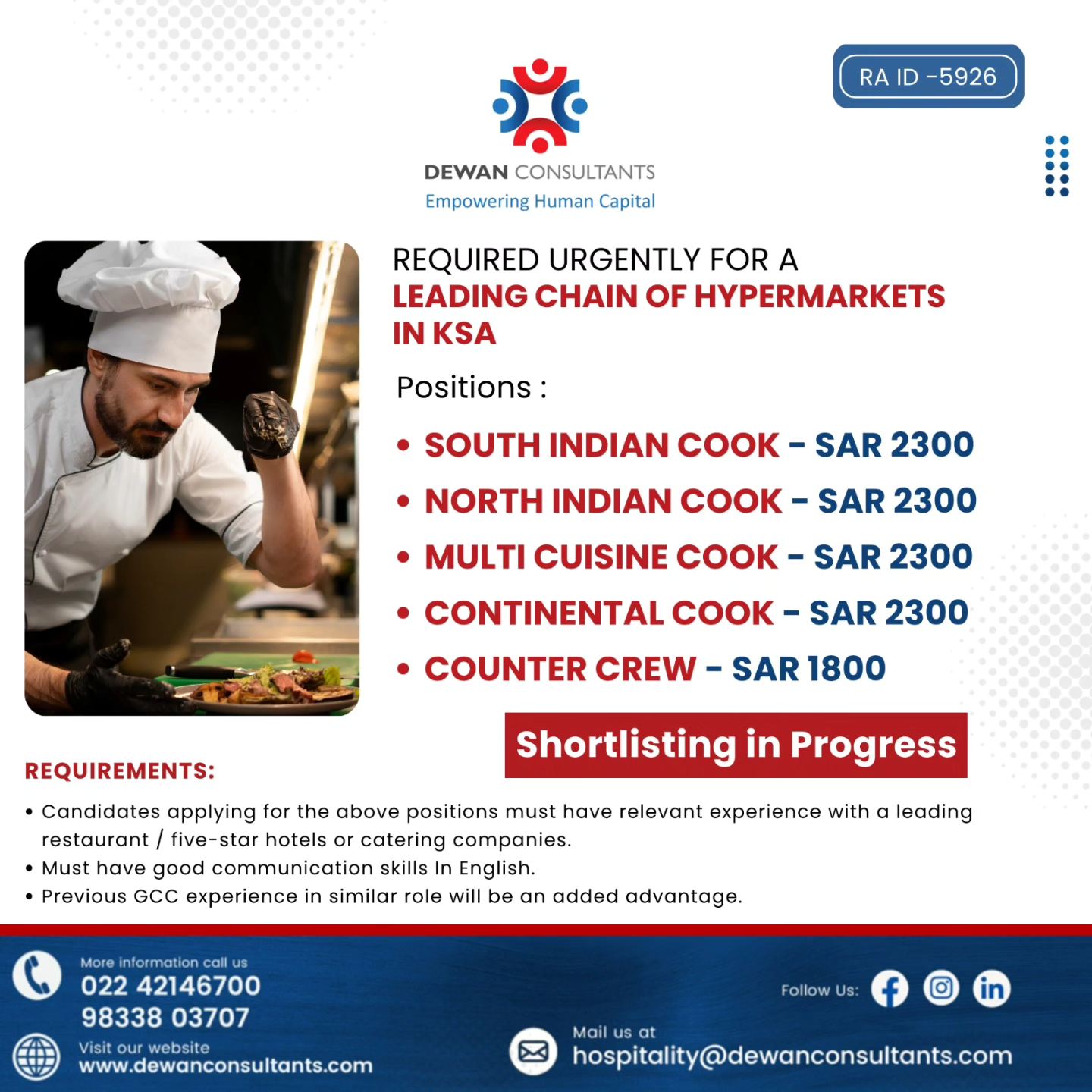 Urgent Requirement For KSA