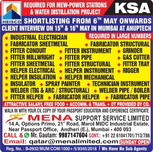 Urgent Requirement For KSA