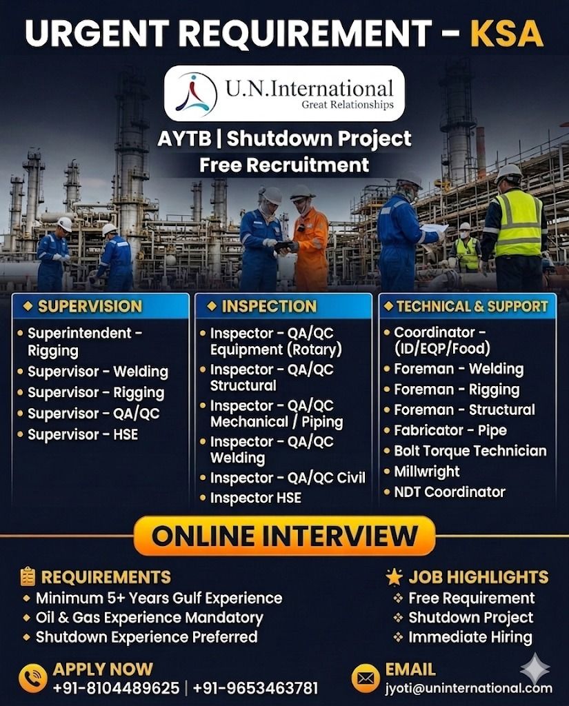 Urgent Requirement For KSA