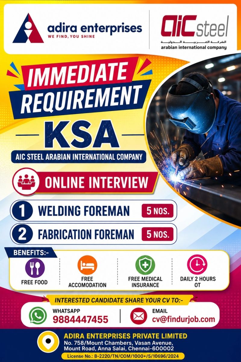 Urgent Requirement For KSA