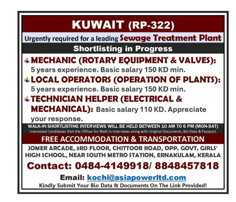Urgent Requirement For Kuwait