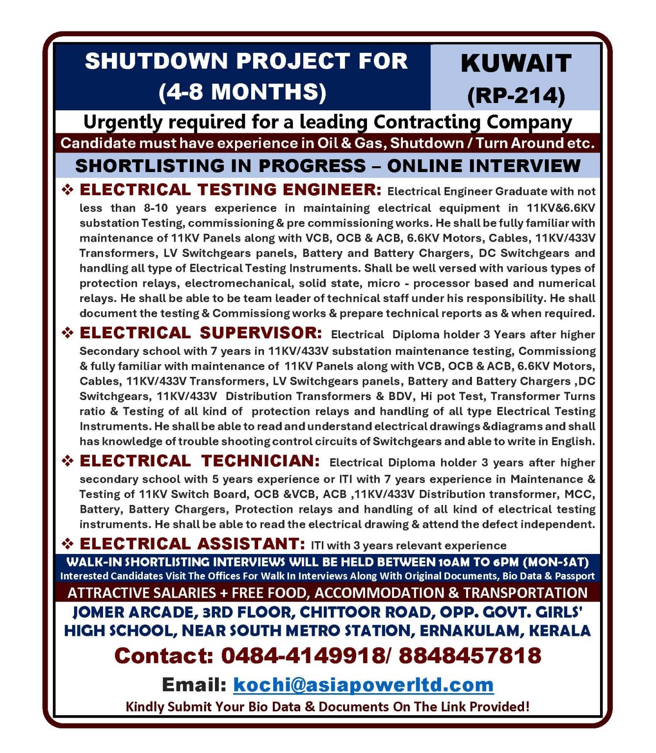 Urgent Requirement For Kuwait