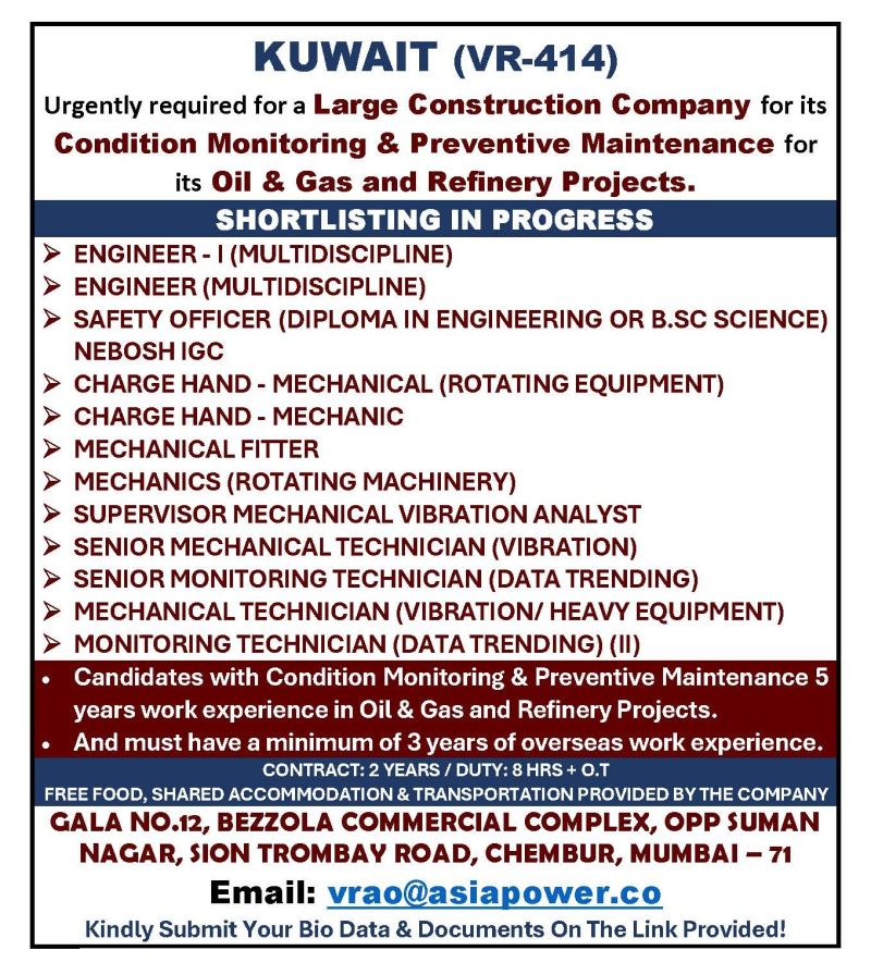 Urgent Requirement For Kuwait