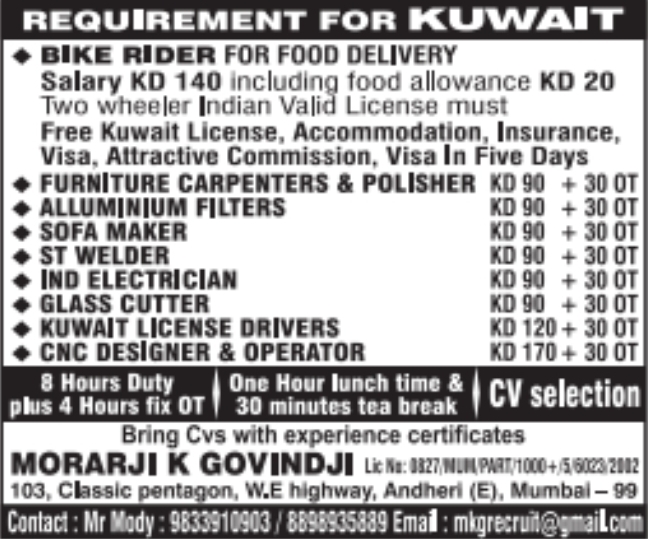 Urgent Requirement For Kuwait