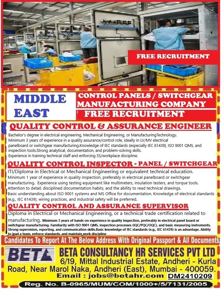 Urgent Requirement For Middle East