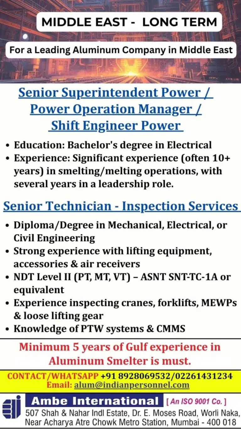 Urgent Requirement For Middle East