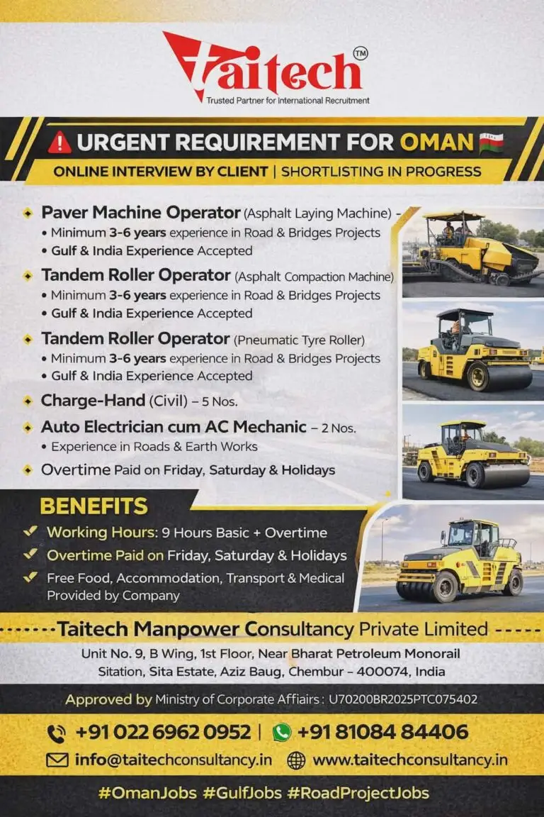Urgent Requirement For Oman