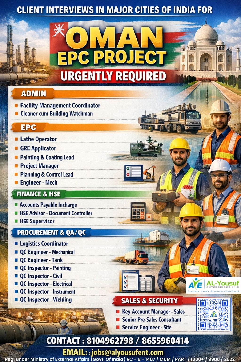 Urgent Requirement For Oman