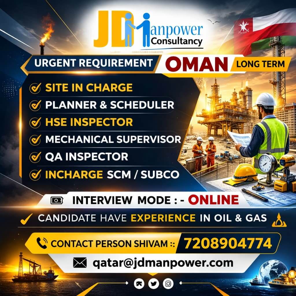 Urgent Requirement For Oman