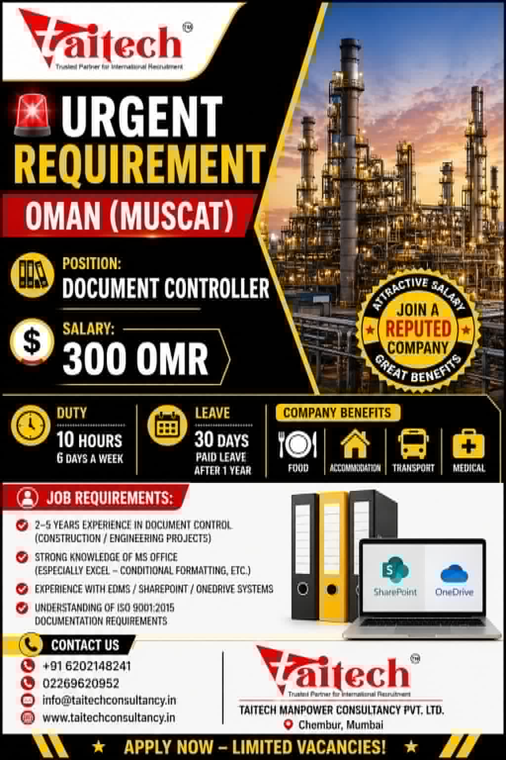Urgent Requirement For Oman