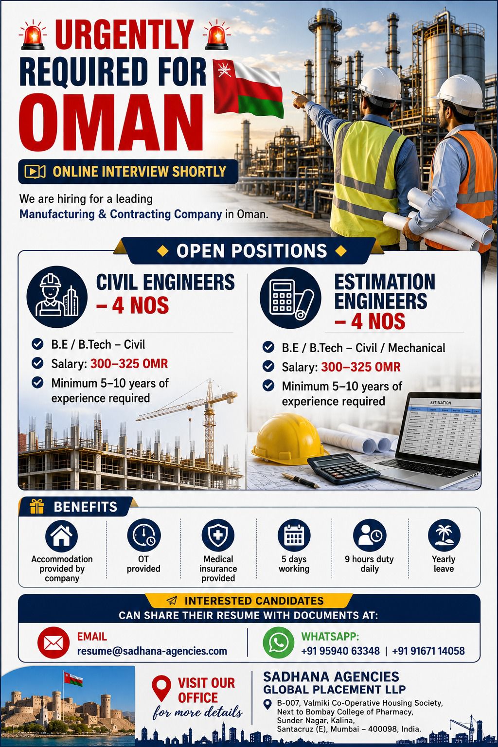 Urgent Requirement For Oman