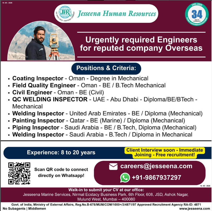 Urgent Requirement For Overseas