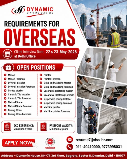 Urgent Requirement for Overseas