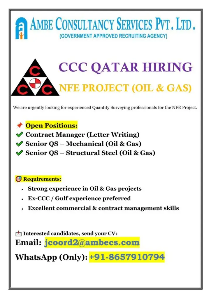 Urgent Requirement For Qatar