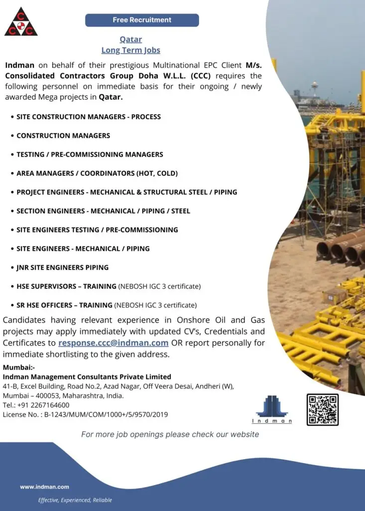 Urgent Requirement For Qatar