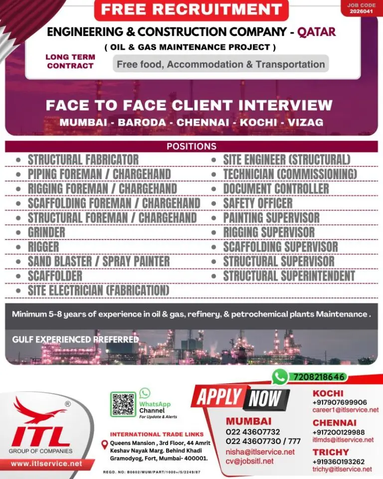 Urgent Requirement For Qatar