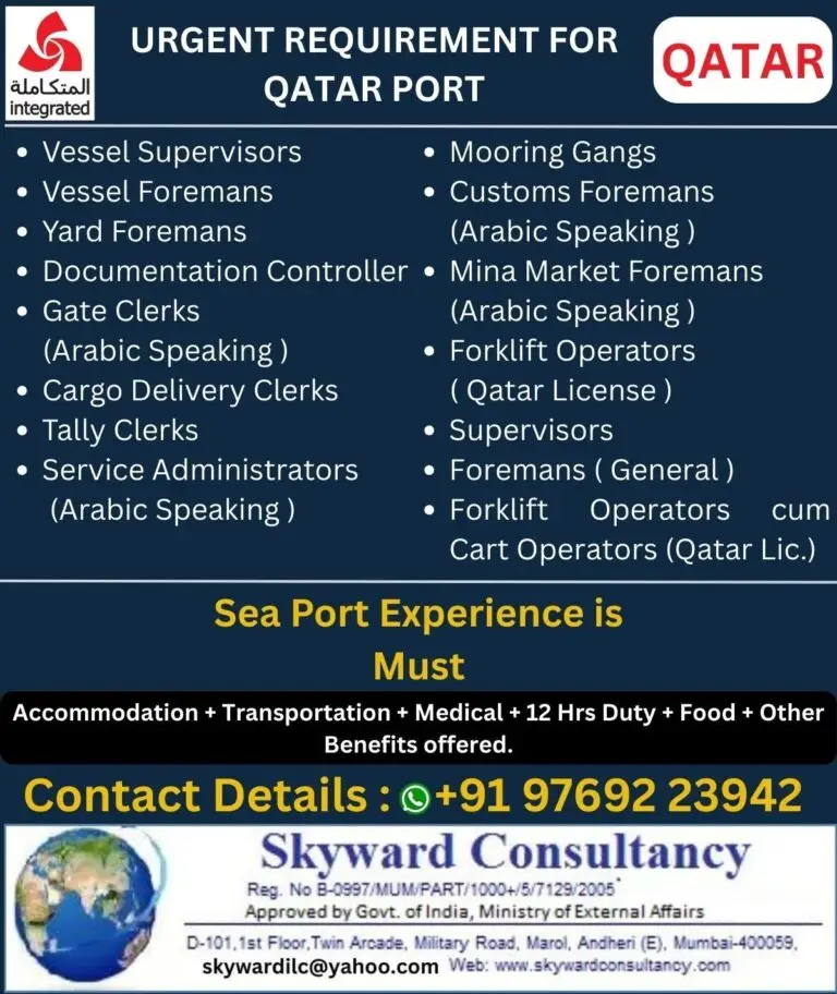 Urgent Requirement For Qatar